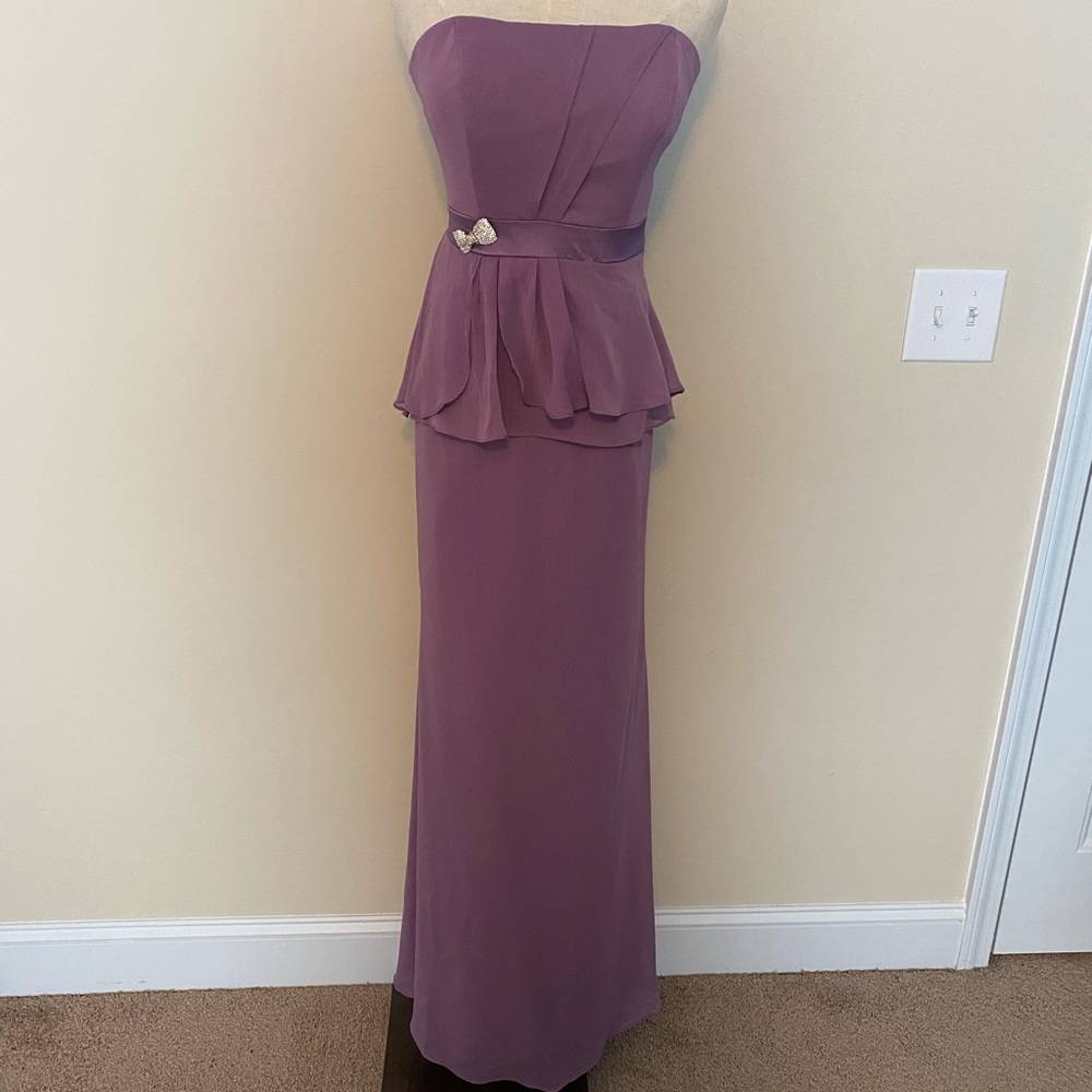 David’s Bridal Purple Strapless Bridesmaid Dress